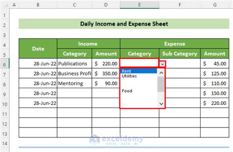 Daily Income and Expense Sheet in Excel (Create with Detailed Steps)