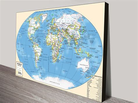 Blue World Map Canvas Picture Art Print Online Pictures Art Sydney