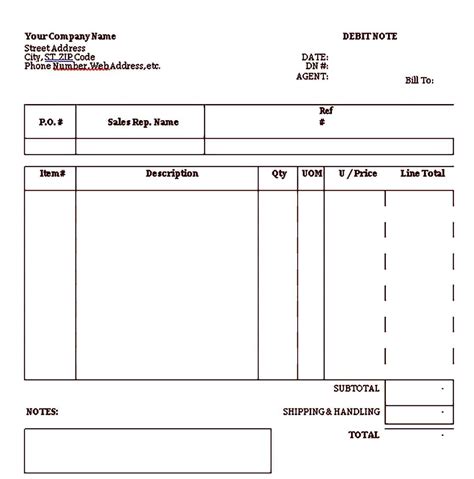 Debit Note Template, Incorporate these example layouts for safety ...