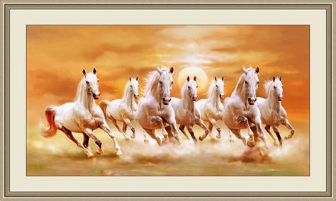 Large Size Vastu Seven Horses Painting in Right Direction (Without ...