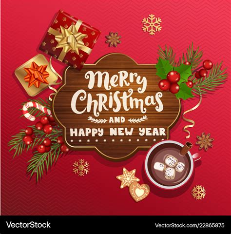 Merry christmas and new year wishing card Vector Image