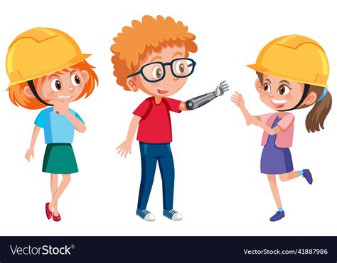 Set of engineer kids Royalty Free Vector Image