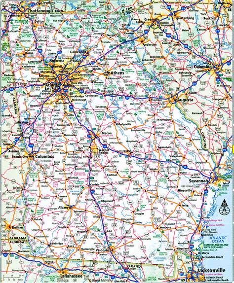 Georgia interstate highways map I-16 I-20 I-75 I-80 I-85 I-95 road free ...