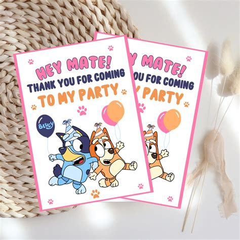 Bluey Kids Birthday Thank You Tag Bluey Party Favors Bluey - Etsy Norway