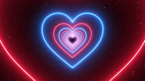 Animation Neon Lights Love Heart Tunnel Infinite Looping and Romantic ...