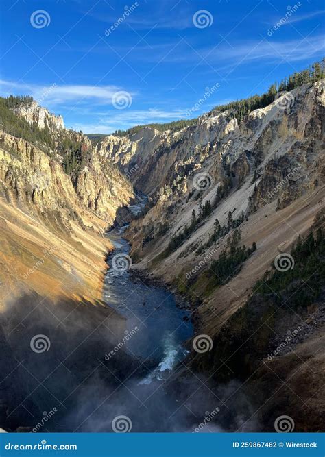 Vertical Shot of a Downstream in the Grand Canyon of Yellowstone Stock ...