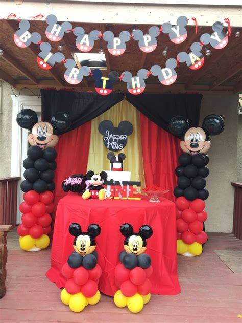 Mickey Mouse cake table backdrop decor @lalaspartycreations… | Mickey ...