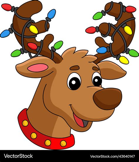 Christmas reindeer head cartoon colored clipart Vector Image