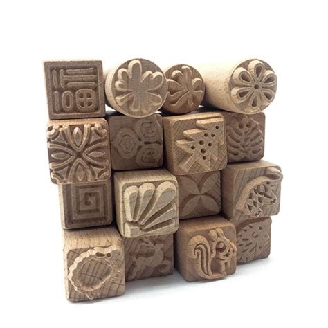 Hand Carved Wooden Stamps for Printing DIY Clay Pottery Printing Blocks ...