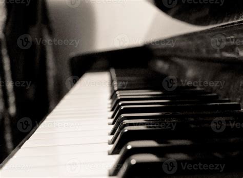 Black and white piano keyboard. Piano keyboard monochrome close-up ...