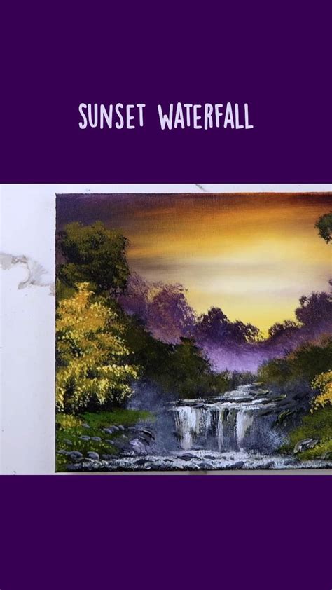 Sunset Waterfall Landscape Painting