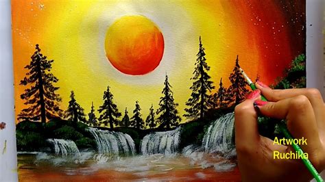 Mountain Beginner Sunset Watercolor Painting - Watercolor Painting Of ...