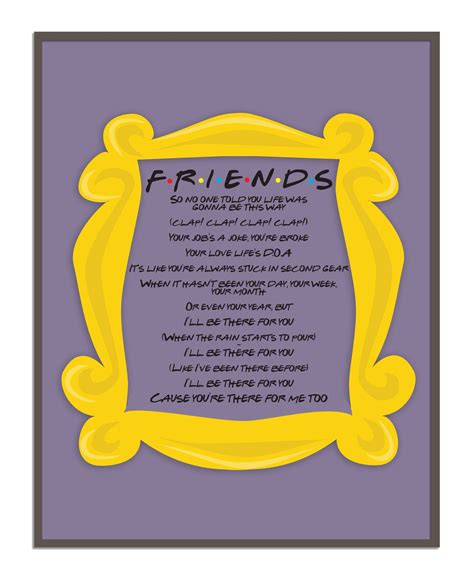 Friends Theme I'll Be There FOR YOU lyrics printable | Etsy