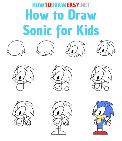 How to Draw Sonic for Kids - How to Draw Easy