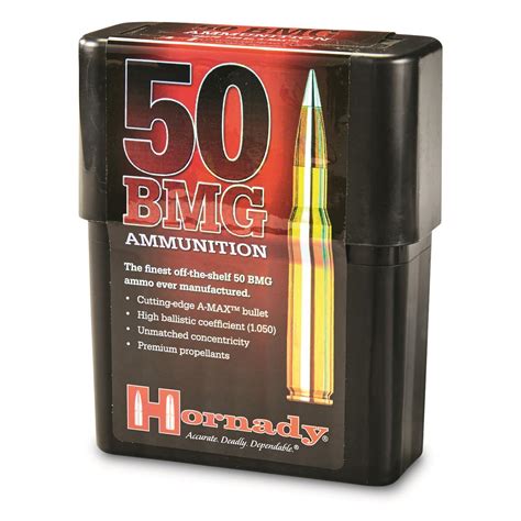 Hornady Match, .50 BMG, A-MAX, 750 Grain, 10 Rounds - 180249, .50 BMG ...