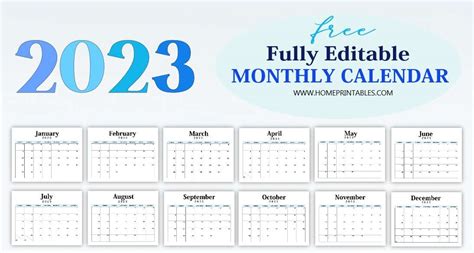 Editable Calendar 2023 Word - Printable Calendar 2023