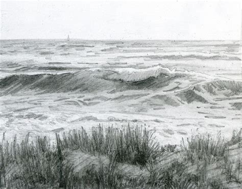 ocean sketch - Google Search | Landscape pencil drawings, Water sketch ...