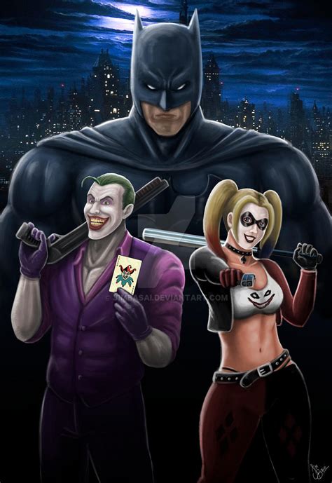 Batman, Joker and Harley Quinn (fan art) by JimBasai on DeviantArt