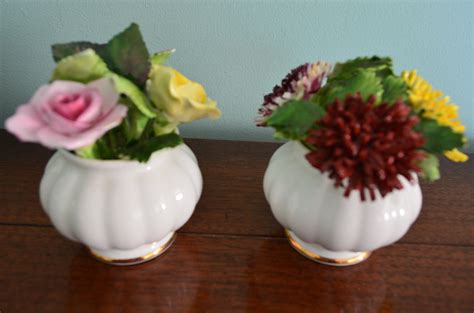 English Bone China Flowers in Petite Bone China Vases a Pair - Etsy