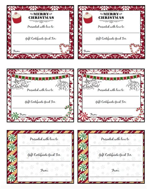 FREE Printable Christmas Gift Certificates: 7 Designs