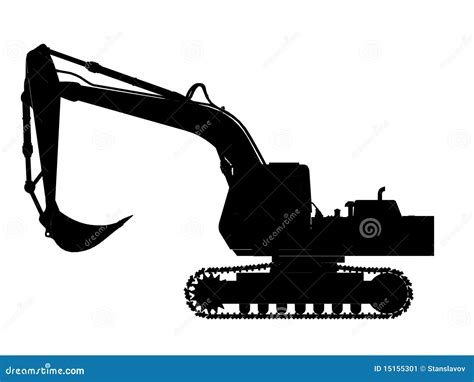 Excavator silhouette stock illustration. Illustration of aerial - 15155301