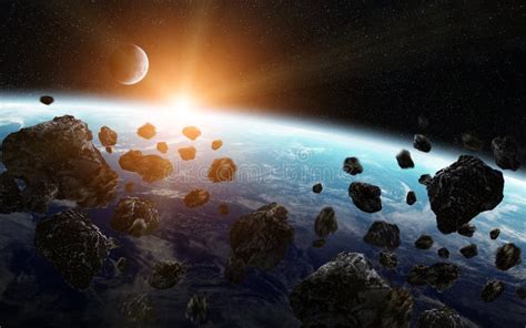 Meteorite Impact on a Planet in Space Stock Illustration - Illustration ...