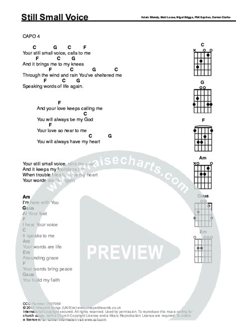 Still Small Voice Chords PDF (Trent / Nigel Briggs) - PraiseCharts