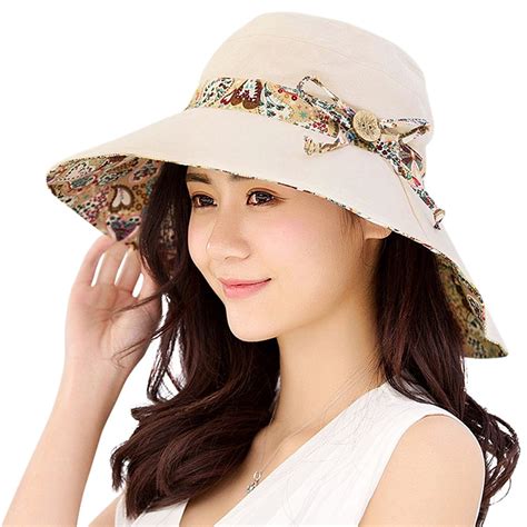 Women Girl Sun Hats Summer Fashion Foldable Wide Brim Cap UPF 50+ Beach ...