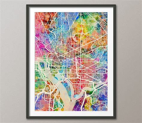 Washington DC Map, City Street Map Art Print 1566 - Etsy