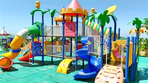 Outdoor Playground Fun for Children - Family Park with Slides, Disney ...