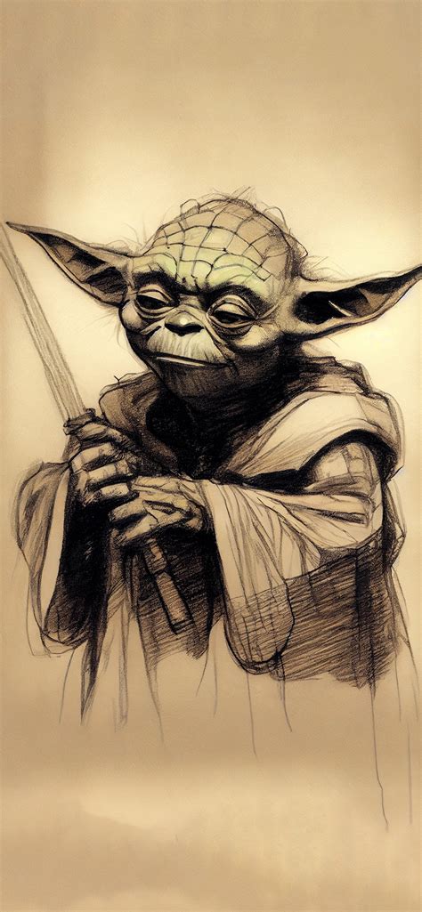 Star Wars Yoda Sketch Wallpapers - Star Wars Aesthetic Wallpaper