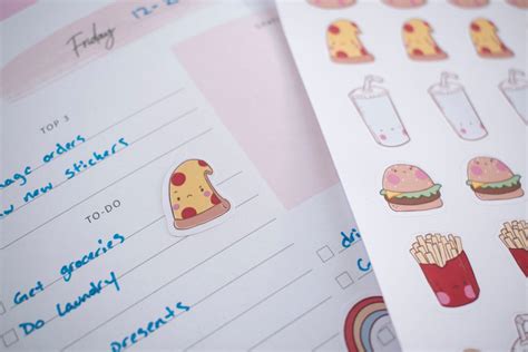 Cute Kawaii Fast Food Planner Stickers Junk Food Kawaii Emoji | Etsy