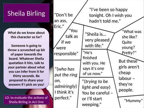 An Inspector Calls - Sheila Birling and Eva Smith | Teaching Resources