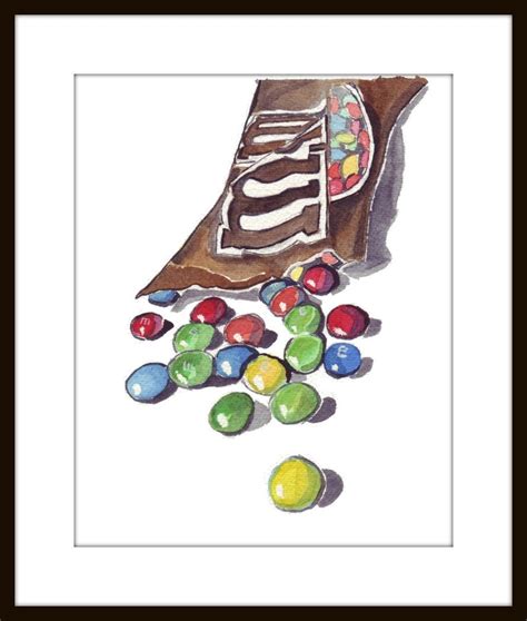 Watercolor Painting M and Ms Candy Watercolor Art Print - Etsy