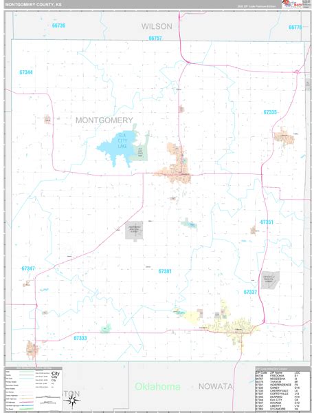 Montgomery County, KS Wall Map Premium Style by MarketMAPS - MapSales