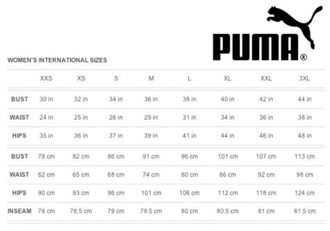 are puma leggings true to size chart