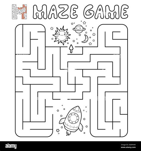 Maze puzzle game for children. Outline maze or labyrinth game with ...