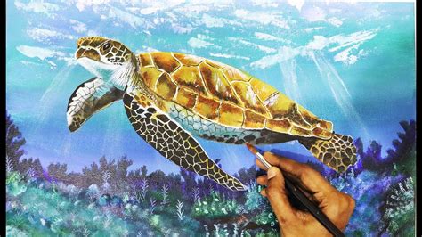 Sea Turtle Underwater|STEP by STEP Turtle Acrylic Paintings|Mesmerart ...