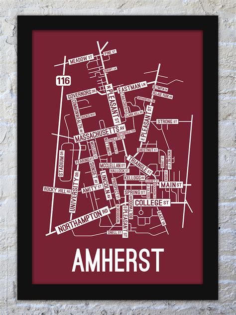 Amherst, Massachusetts Street Map Print - School Street Posters