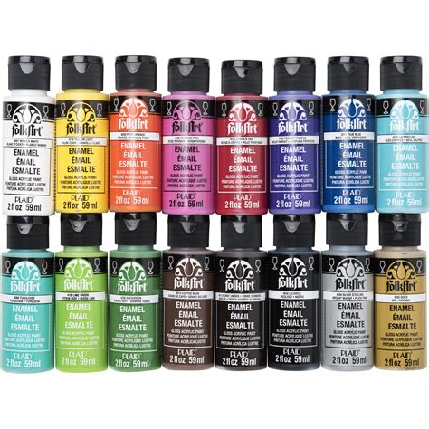 FolkArt Enamels Glass Painting Paint Set, 16 Colors, 2oz - Walmart.com ...