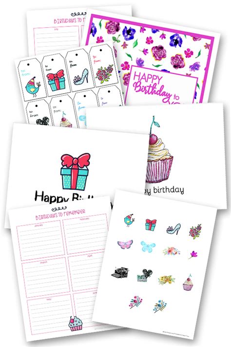 Free Printable Birthday Playing cards + Reward Tags & Stickers - Simply ...