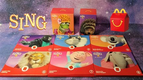 COMPLETE SET OF SING 2 MCDONALD'S HAPPY MEAL COLLECTIBLES! RECYCLABLE ...