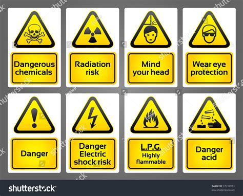 Warning Signs Labels Stock Vector 77037973 - Shutterstock