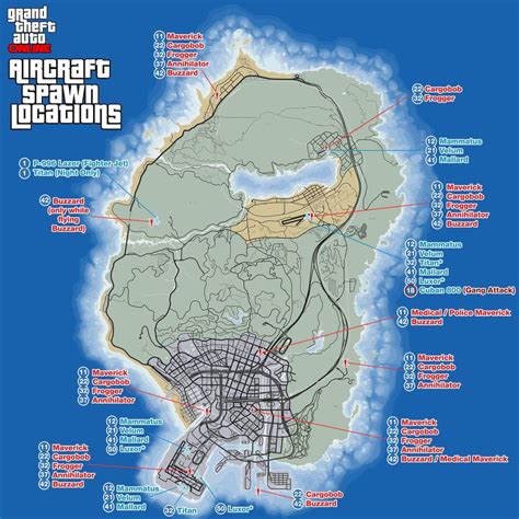 gta aircraft spawn locations on map with req levels Grand Theft Auto ...