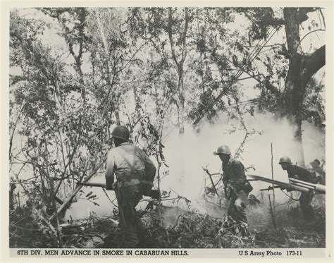 6th Infantry Division advancing through the Cabaruan Hills, Philippines ...