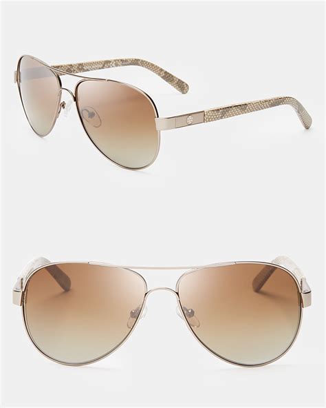 Tory burch Polarized Aviator Sunglasses, 57mm in Silver (Gunmetal) | Lyst