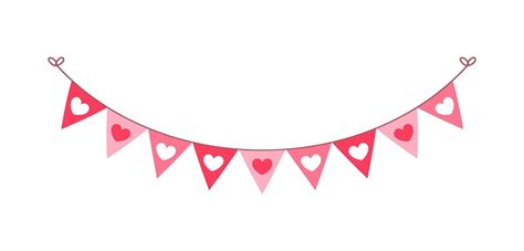 Valentine's Day triangle pennant banner bunting vector illustration ...