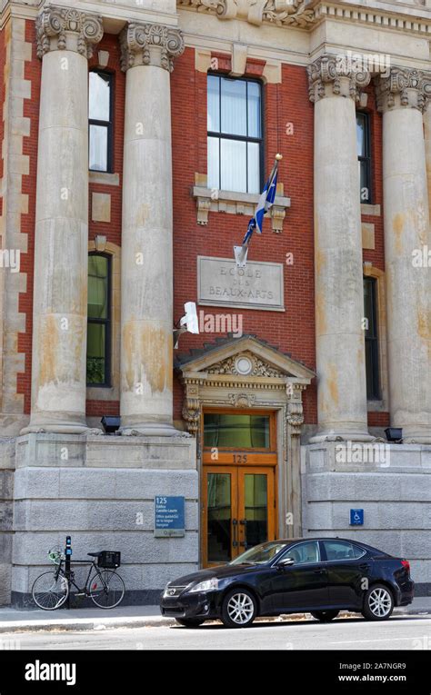 Quebec,Canada. Entrance to the Ecole des Beaux-Arts art school in ...