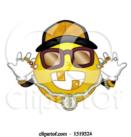 Clipart of a Yellow Smiley Emoji Hip Hop Gangster - Royalty Free Vector ...