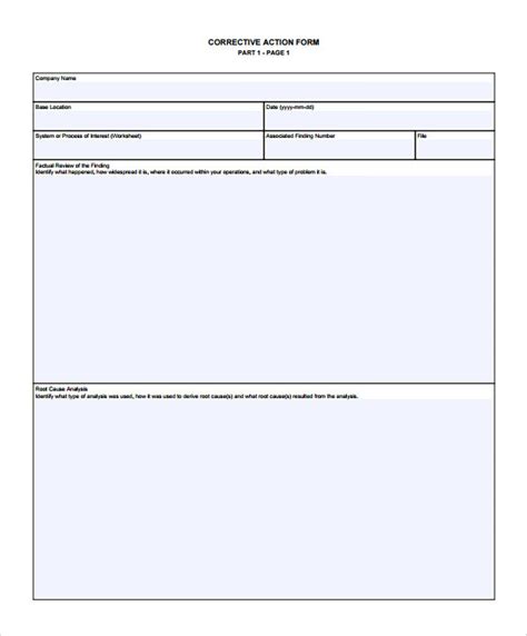 Fillable Corrective Action Form - Printable Forms Free Online